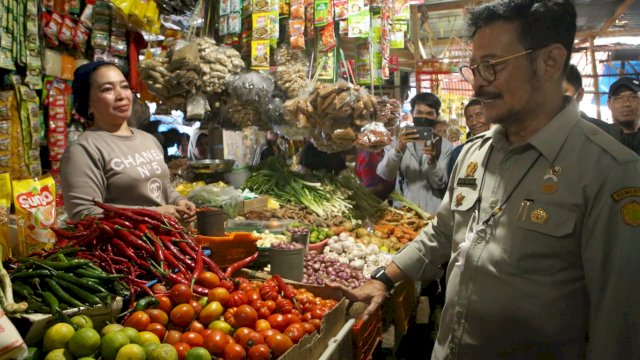 Menteri Pertanian Syahrul Yasin Limpo (Mentan SYL) melakukan inspeksi mendadak (sidak) ke Pasar Pabaeng-baeng, Kota Makassar, Senin, 11 Juli 2022/IST