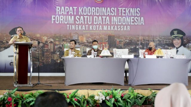 Bappeda Kota Makassar, menggelar rapat teknis forum satu data Indonesia di Karebosi Premier Hotel, Selasa. (12/7/2022)/IST