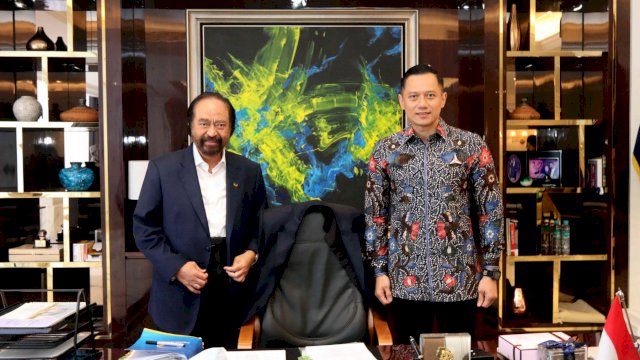 Ketua Umum Partai NasDem Surya Paloh danKetum Partai Demokrat Agus Harimurti Yudhoyono (AHY). Foto: dok NasDem
