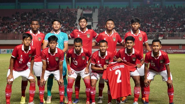 Skuad Timnas U-16 di laga semifinal Piala AFF U-16 2022. (PSSI)