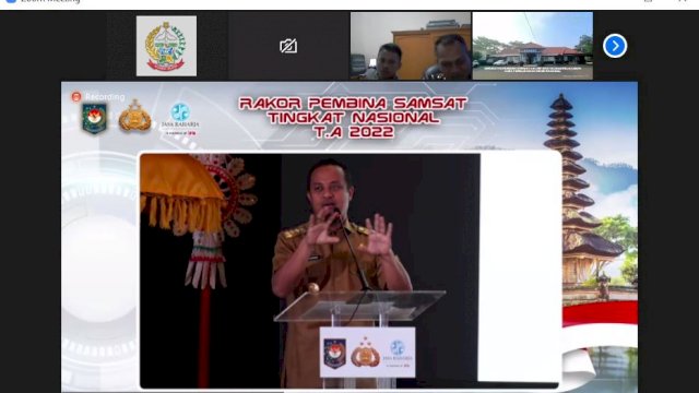 Gubernur Sulawesi Selatan Andi Sudirman Sulaiman diundang menjadi narasumber pada kegiatan Rakor Pembina SAMSAT Tingkat Nasional 2022/IST