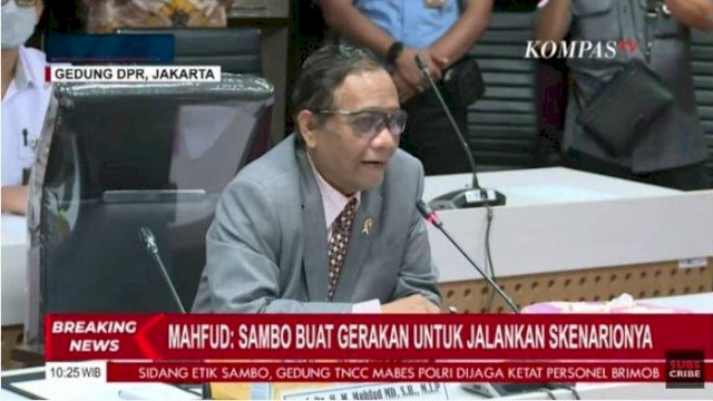 Sidang MKD, Mahfud MD Jelaskan Skenario Alibi Ferdy Sambo, Termasuk Telpon Anggota DPR