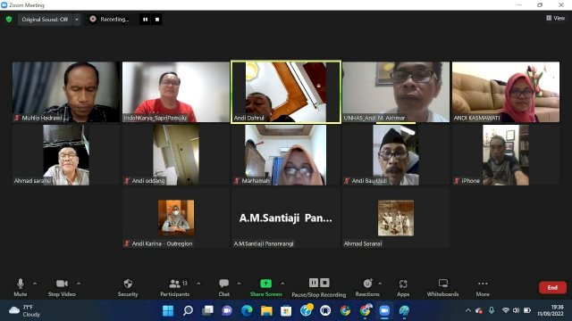 Pengurus  Perkumpulan Wija La Patau Matanna Tikka (Perwira LPMT) saat menggelar Rapat Virtual belum lama ini/IST