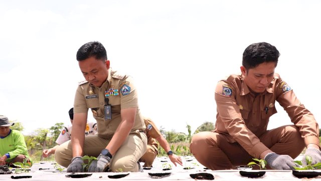 Bupati Bantaeng, Ilham Azikin pada kegiatan Aksi Tanam Serentak di 14 titik di Kabupaten Bantaeng, Selasa, 18 Oktober 2022/Ist