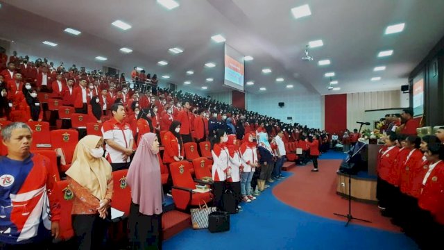 Pembukaan Pembinaan Mahasiswa Hukum (PMH) tahap 1 bagi mahasiswa baru FH Unhas di Baruga Prof. Dr. H. Baharuddin Lopa, S.H. pada hari Sabtu, 22 Oktober 2022/IST