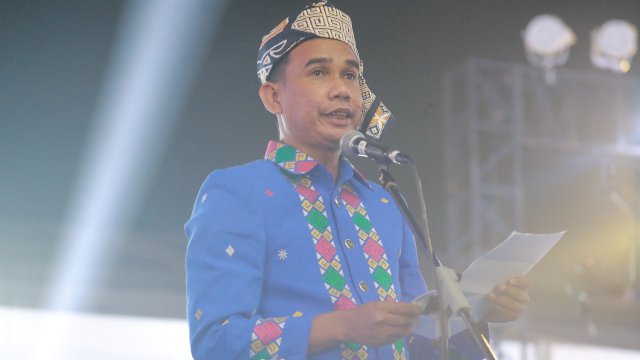Ketua DPRD Makassar, Rudianto Lallo saat membacakan sejarah Kota Makassar pada peringatan hari jadi Kota Makassar ke-415/IST