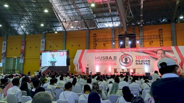  Musyawarah Rakyat (Musra) yang digelar Relawan Pro Jokowi (Projo) di Celebes Convention Center (CCC) Kota Makassar, Sabtu (12/11/2022) / (Portal Media/Al Fath)