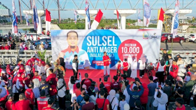 Program Sulsel Anti Mager yang rutin digelar Gubernur Andi Sudirman Sulaiman harus ditunda karena banjir yang terjadi di Makassar/INT