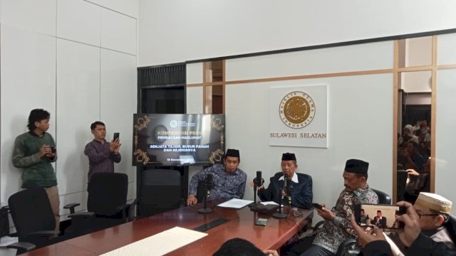 MUI Sulsel saat konferensi pers menyikapi aksi kekerasan yang marak terjadi dengan mengeluarkan maklumat(Portal Media/Reza)
