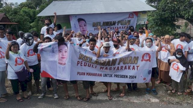 Sekelompok pendukung Ketua DPR RI Puan Maharani yang menamakan dirinya Relawan Puan melakukan manuver politik di Sulsel. Foto: ist