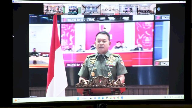 Video conference (vicon) Pembukaan Pelatihan Teknis Penurunan Stunting, di Ruang Vicon Puskodalopsdam Makodam, Kota Makassar, Rabu (7/12/2022) kemarin. Foto: dok