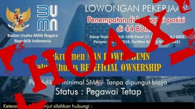Hoaks, Selembaran Informasi Loker di BUMN Beredar di Grup Chating