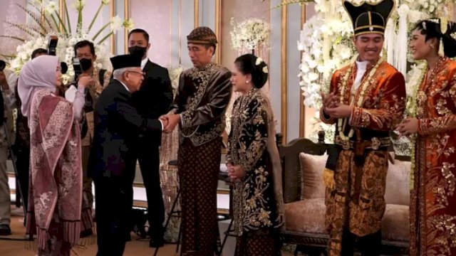Malam respsi pernikahan utra bungsu Jokowi, Kaesang Pangerap dan Erina Gudono. Foto: dok media Wapres