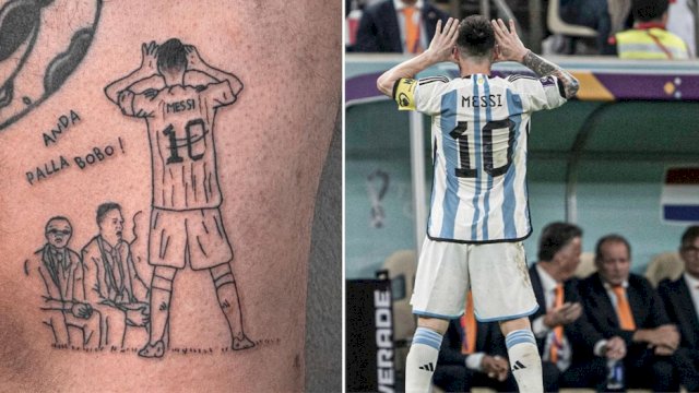 Selebrasi Ala "Riquelme" Lionel Messi di Depan Van Gaal