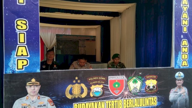 Pos pengamanan Operasi Lilin 2022 oleh Polres Gowa. Foto: Ist