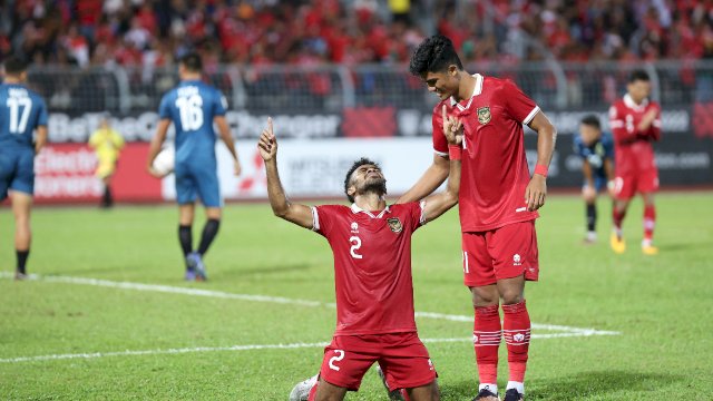 Selebrasi Timnas Indonesia saat cetak gol ke gawang Timnas Brunai Darussalam, laga kedua Grup A Piala AFF. (PSSI) 