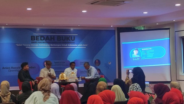 Bedah buku 'Anies Baswedan Harapan Perubahan' di Hotel Arbor Biz, Rabu (11/1/2023). (Portal Media/Al Fath)