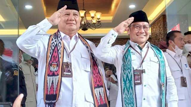Ketua Umum Partai Gerindra, Prabowo Subianto dan Ketua Umum PKB, Muhaimin Iskandar