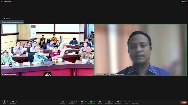 Gubernur Sulsel, Andi Sudirman Sulaiman memimpin rapat OPD dari jauh/online. Foto: dok
