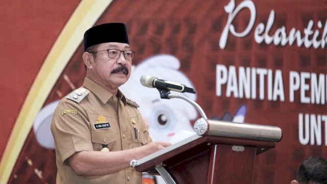Wakil Bupati Gowa, Abd Rauf Malaganni saat menghadiri Pelantikan dan Pengambilan Sumpah Panitia Pemungutan Suara (PPS) Se-Kabupaten Gowa di Lily Ballroom, Four Points Hotel By Sheraton, Makassar, Selasa, 24 Januari 2023/Ist