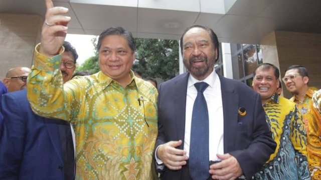 Airlangga Hartarto dan Surya Paloh. Foto: dok kompas