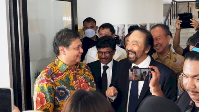 Surya Paloh dan Airlangga bertemu. Foto: dok kompas