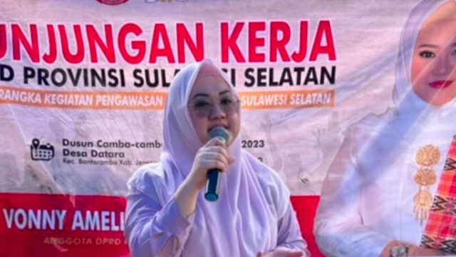 Anggota DPRD Provinsi Sulsel, Vonny Ameliani Suardi saat melakukan kunjungan kerja (Kuker) di Kabupaten Jeneponto. Foto: ist.