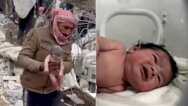 Bayi yang lahir sesaat gempa terjadi di Turki dan Suriah  (inet)