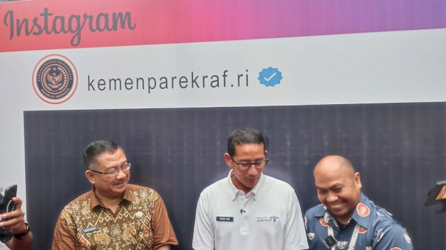 Menparekraf, Sandiaga Uno saat berkunjung ke Makassar. Foto: Portalmedia.id/Irham