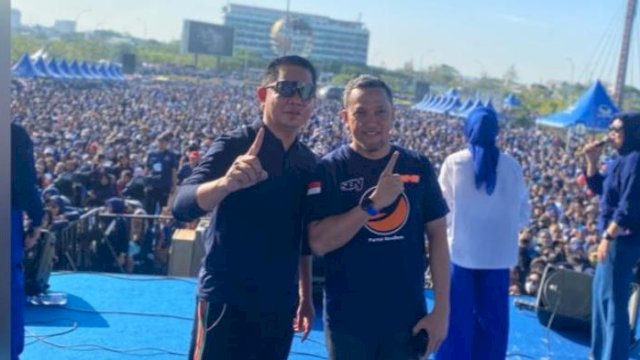 Wakil Bupati Jeneponto, Paris Yasir bersama Ketua Nasdem Sulsel, Rusdi Masse. (IST)