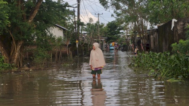 Kondisi banjir yang terjadi setiap tahun di Makassar di beberapa kecamatan, sebagai solusi Pemkot Makassar akan membangun sumur resapan(Portal Media/Nurfitri)