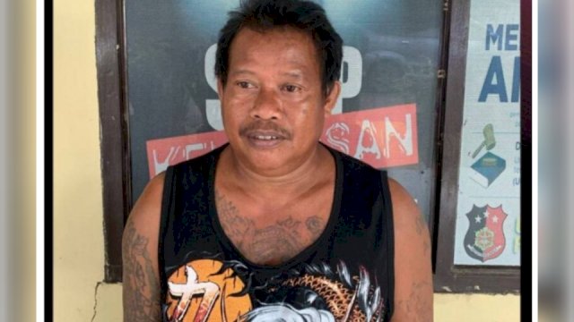 Wajah pelaku penganiayaan terhadap bocah SD di Kabupaten Wajo, Sulsel, bernama Suharto (ist)