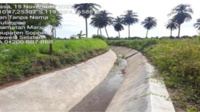 Daerah Irigasi Salobunne di Kecamatan Mario Riawa, Kabupaten Soppeng. 
