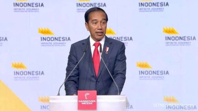 Jokowi saat berpidato di Jerman. Foto: dok