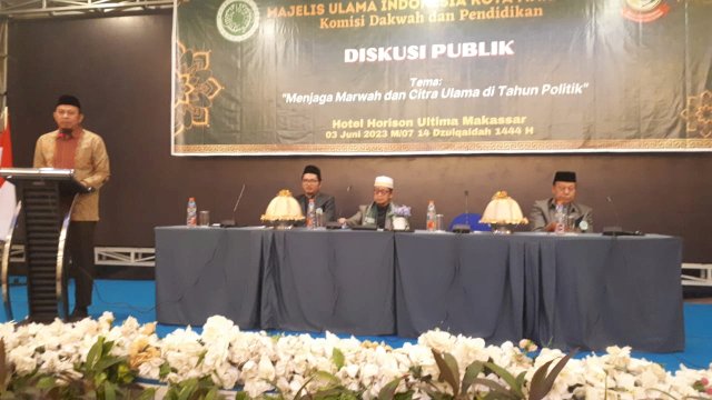 Diskusi publik bertema Menjaga Marwah Dan Citra Ulama Ditahun Politik yang digelar Majelis Ulama Indonesia (MUI) Kota Makassar, Sabtu 3 Juni 2023/Ist