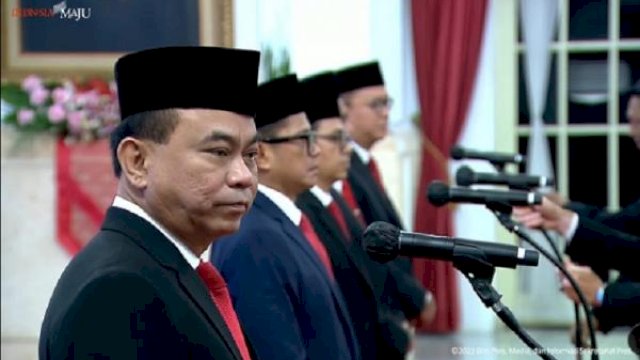 Budi Arie Setiadi saat dilantik  sebagai Menteri Komunikasi dan Informatika (Menkominfo) di Istana Negara, Jakarta, Senin (17/7/2023)/Int