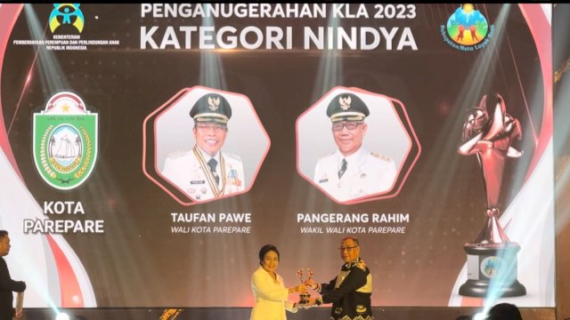 Untuk Ketiga Kalinya, Parepare Dapat Penghargaan Kota Layak Anak Kategori Nindya 
