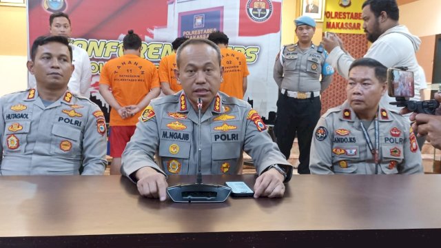 Kapolrestabes Makassar Kombes Pol Mokhamad Ngajib saat memberikan keterangan pers/Ist