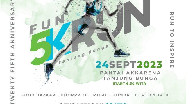 Semarak HUT ke-25, GMTD Gelar Fun Run di Pantai Akkarena
