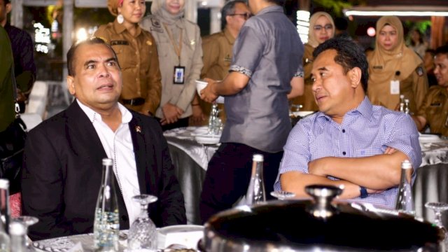 Penjabat Gubernur Sulsel, Bahtiar Baharuddin, menyambut kedatangan Wakil Menteri Desa Pembangunan Daerah Tertinggal dan Trasmigrasi (Wamendes PDTT), Prof. Paiman Raharjo di Sulsel.