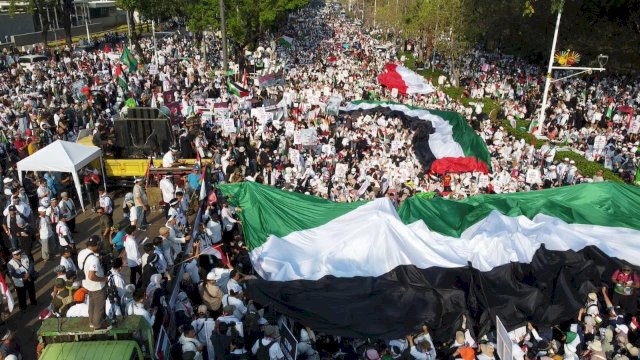 Aksi bela Palestina yang berlangsung depan Kedubes AS Jakarta/Ist