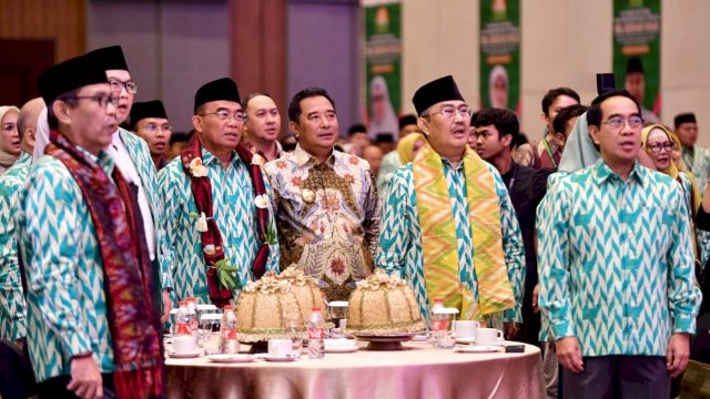 Penjabat Gubernur Sulsel, Bahtiar Baharuddin, menghadiri kegiatan Silaturahmi Kerja Nasional (Silaknas) Ikatan Cendikiawan Muslim Se-Indonesia, di Hotel Four Points by Sheraton, Sabtu, 4 November 2023.