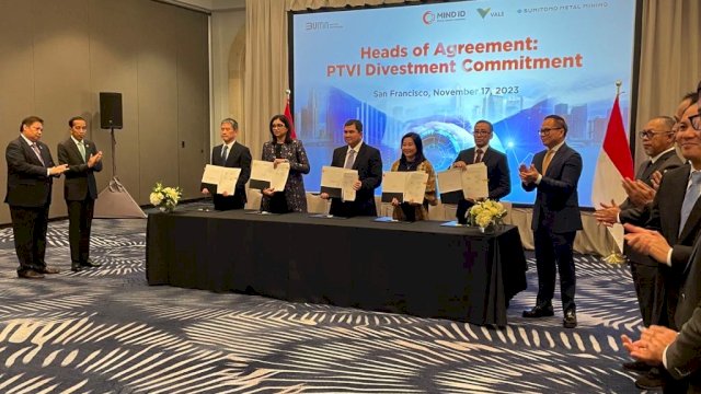 Disaksikan Jokowi, PT Vale Teken HoA Divestasi Saham dengan Mind ID 