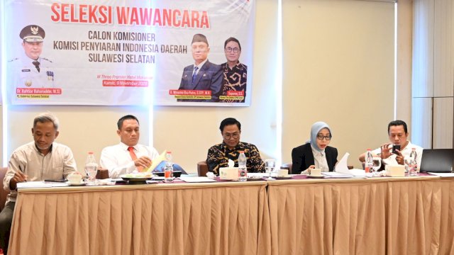 Timsel resmi mengumumkan hasil tes CAT, psikotes, dan wawancara untuk calon anggota KPID Sulsel Periode 2023-2026, Minggu, 26 November 2023.