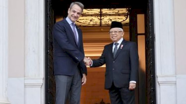 Wakil Presiden Ma'ruf Amin mengadakan pertemuan dengan PM Yunani Kriakos Mitsotakis di Athena, Yunani/Dokumentasi Setwapres