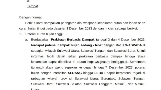 BMKG: Waspada Cuaca Ekstrim Melanda Kota Makassar dan Sekitarnya