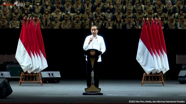 Presiden Jokowi pada Rapat Konsolidasi Nasional Kesiapan Pemilu 2024, Sabtu, 30 Desember 2023. 