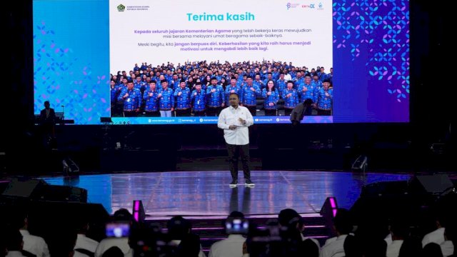 Kementerian Agama menggelar Meet and Brief bersama Menteri Agama Yaqut Cholil Qoumas di JCC, Senayan, Jakarta, Kamis, 4 Januari 2024.