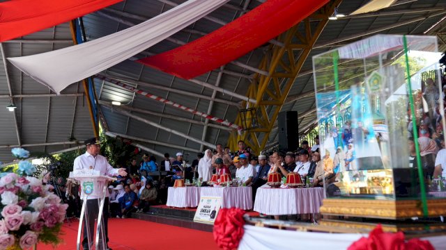 Peringatan Hari Amal Bakti (HAB), di Lapangan Citra Mas Kabupaten Pangkep, Minggu, 7 Januari 2024. 