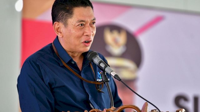 PUJIAN. Kepala BPS Sulsel Aryanto melempar pujian ke Pj Gubernur Sulsel Bahtiar Baharuddin dalam menekan inflasi.